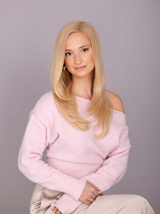 COLLECT by Ellen Wille in color Champagne Tipped | Light Strawberry Blonde, Lightest Golden Blonde, and Light Golden Blonde Blend with Lighter Tipped Ends