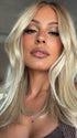 Roxie wearing BOX OFFICE BEAUTY by RAQUEL WELCH in SS19/23 SHADED BISCUIT | Cool Platinum Blonde with subtle highlights and Medium Brown roots