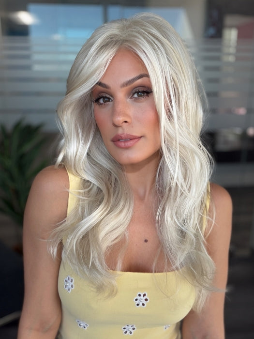 Roxie is wearing SWEETLY SUBTLE by GABOR in GL23-101 SUN-KISSED BEIGE | Beige Blonde with Platinum Highlights