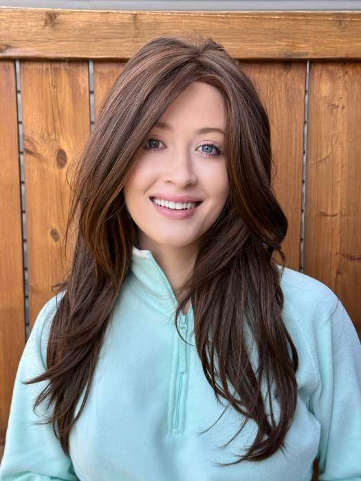 Steph B. @wigswithsteph wearing SCENE STEALER by RAQUEL WELCH WIGS in color RL6/30 COPPER MAHOGANY | Medium Brown Evenly Blended with Medium Auburn
