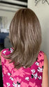 Lisa Mullins @beautifulyouwigreviews wearing DREW by JON RENAU in color 8RH14 MOUSSE CAKE | Medium Brown with 33% Medium Natural Blonde Highlights