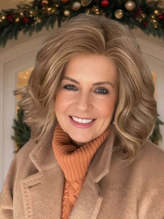 Donna van Lier-Grieve @style.me.ageless wearing EDITOR'S PICK by RAQUEL WELCH in RL29/25 GOLDEN RUSSET | Ginger Blonde Evenly Blended with Medium Golden Blonde