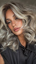 Roxie wearing MILLION DOLLAR BABE by TRESSALLURE in 52/38/49/R8 | 3 Tones of Grey blended with Dark Brown Roots
