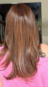 Crystal @crystallhoneycutt wearing SPEARS by BELLE TRESS in color FRENCH ROAST BROWN-R | A deep, luxurious brunette featuring a dark brown base with warm bronze and subtle red undertones. Softly rooted for natural depth and dimension.