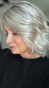 Emily H. wearing ESPRIT SMALL SOFT in PEARL BLONDE ROOTED | Pearl Platinum and Lightest Ash Blonde with Medium Ash Blonde Blend and Shaded Roots