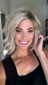Katy C. @thewigeducator wearing TREND ALERT by GABOR in color GF19-23SS BISCUIT | Light Ash Blonde Evenly Blended with Cool Platinum Blonde with Dark Roots