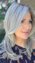 Natalie Gray @vanish.into.thin.hair wearing VOICE by ELLEN WILLE in color STONEGREY ROOTED 58.51.56 | Grey with Black/Dark Brown and Lightest Blonde Blend with Shaded Roots
