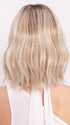 Ava wearing HOLLIE PETITE by JON RENAU in 101/88/27S8 CATALINA BLONDE | Pale blonde with Pure White Natural Violet halo highlights, shaded medium brown