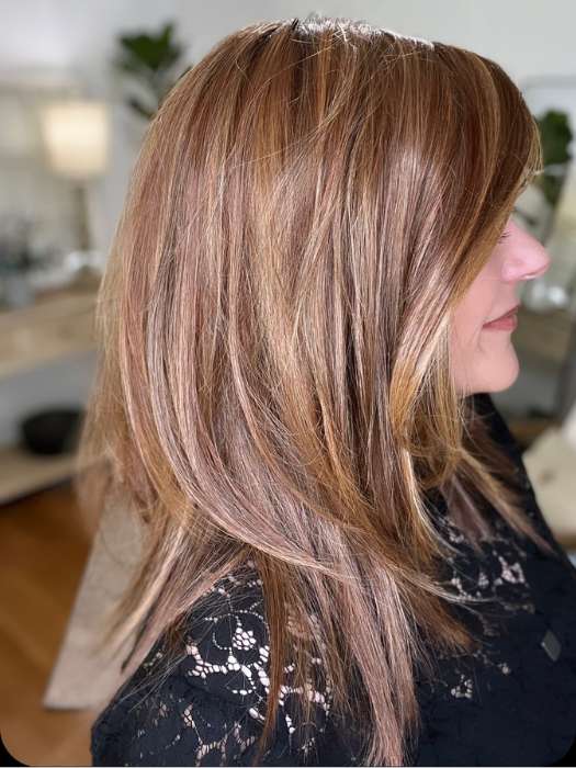 Marcie Mertz @wig.obsessed wearing PICTURE PERFECT by TRESSALLURE in color 33/32/R4 | Dark Auburn Blended with Dark Brown and Dark Roots