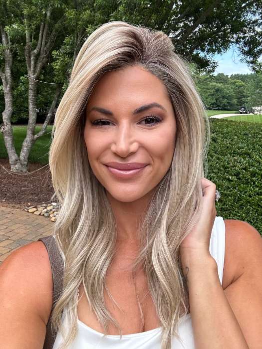 Katy C. @thewigeducator wears MILANO by BELLETRESS (styled) in color BEIGE LINEN BLONDE R | Neutral Beige Blonde mixed with Medium and Dark Blonde, Highlighted using Ash Blonde with Medium Brown Root color