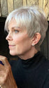 Sparky @an_affair_with_hair wearing JUMP by ELLEN WILLE in color SNOW MIX 60.56.58 | Pearl White, Lightest Blonde, and Black/Dark Brown with Grey Blend