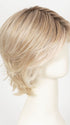 EL14/1001/R8 SUN & SAND LIGHTED | Face-framing highlights transition into a warm blonde artfully blended with platinum silver blonde, shaded with dark roots 