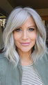 Natalie @vanish.into.thin.hair wearing HOLLIE by JON RENAU in color 56F51 OYSTER | Light Grey with 20% Medium Brown Front, graduating to Grey with 30% Medium Brown Nape