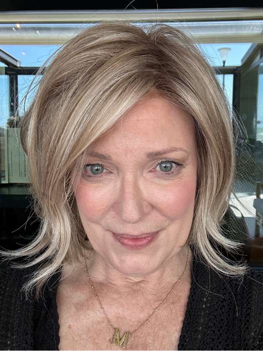 Mel B. @mels.be.ageless wearing NOLA by ELLEN WILLE in color CHAMPAGNE SHADED 24.25.16 | Lightest Ash Blonde and Lightest Golden Blonde with Light Neutral Blonde Blend and Shaded Roots