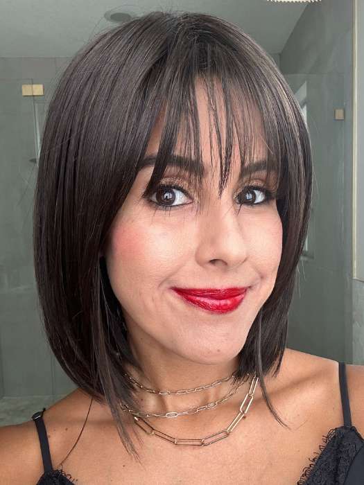 Lorena @faux.hurr.lifee wearing ALVA by NORIKO in color DARK-CHOCOLATE | Dark Brown and Medium Brown Evenly Blended