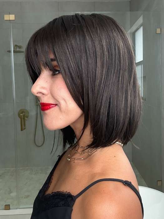 Lorena @faux.hurr.lifee wearing ALVA by NORIKO in color DARK-CHOCOLATE | Dark Brown and Medium Brown Evenly Blended