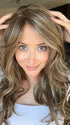 Steph @wigswithsteph wearing LYNDON by RENE OF PARIS in color CASHMERE-BROWN-SR | Slightly Rooted Medium Beige Brown base with woven Velvet Blonde Highlights
