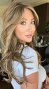 Steph @wigswithsteph wearing LYNDON by RENE OF PARIS in color CASHMERE-BROWN-SR | Slightly Rooted Medium Beige Brown base with woven Velvet Blonde Highlights
