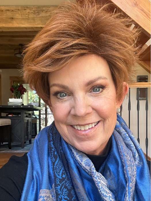 Susan @an_affair_with_hair wearing AUBREY by RENE OF PARIS in color RUBY-CHOCOLATE | Chocolate Brown with a blend of Ruby Red Undertones