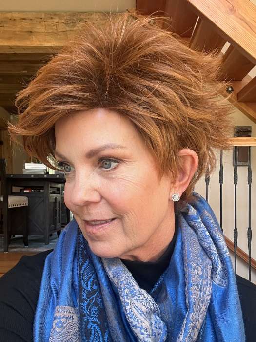 Susan @an_affair_with_hair wearing AUBREY by RENE OF PARIS in color RUBY-CHOCOLATE | Chocolate Brown with a blend of Ruby Red Undertones