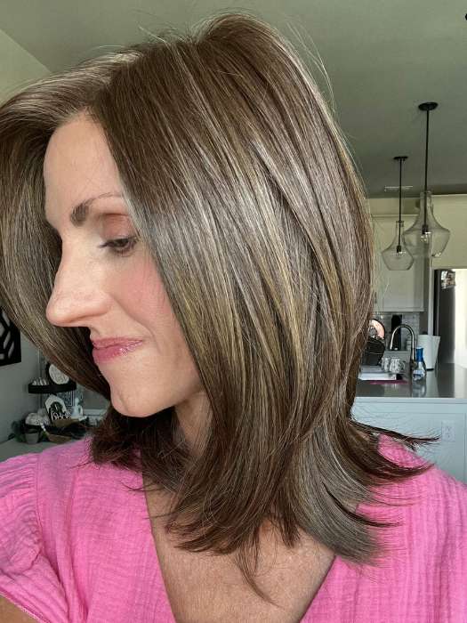 Lisa @beautifulyouwigreviews wearing GENOVA by BELLETRESS in color COOLEST ASH BROWN | A combination of Light Ash Brown, Cool Medium Brown and a hint of Dark Blonde
