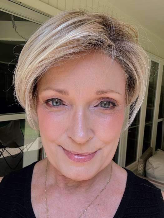 Mel B. @mels.be.ageless wearing SAN FRANCISCO by BELLETRESS in color MILKSHAKE BLONDE R | A mixture of Light Sandy Brown, Highlighted with Light Ash Blonde with a Hint of Light Platinum Blonde with a Medium Root Color
