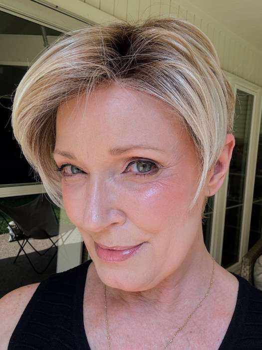 Mel B. @mels.be.ageless wearing SAN FRANCISCO by BELLETRESS in color MILKSHAKE BLONDE R | A mixture of Light Sandy Brown, Highlighted with Light Ash Blonde with a Hint of Light Platinum Blonde with a Medium Root Color
