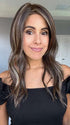 Lorena Calderon @faux.hurr.lifee wearing MILANO by BELLETRESS in color DARK BROWN HL | A Blend of Dark Brown, Strawberry Light Auburn and Soft Chunky Medium and Dark Blonde Highlights.
