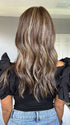 Lorena Calderon @faux.hurr.lifee wearing MILANO by BELLETRESS in color DARK BROWN HL | A Blend of Dark Brown, Strawberry Light Auburn and Soft Chunky Medium and Dark Blonde Highlights.
