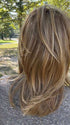 Marcie Mertz @wig.obsessed wearing MALIBU by BELLETRESS in color CARAMEL BLONDE R | Light Brown Rooted, with a blend of Light Gold Blonde, hint of Strawbery Blonde and Light Auburn with the balance of Cool, Light Blonde Highlights.
