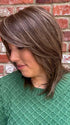 Jen Brown @being_mrs_brown wearing SANTA BARBARA by BELLETRESS in color COOLEST ASH BROWN | A combination of Light Ash Brown, Cool Medium Brown and a hint of Dark Blonde | outside lighting
