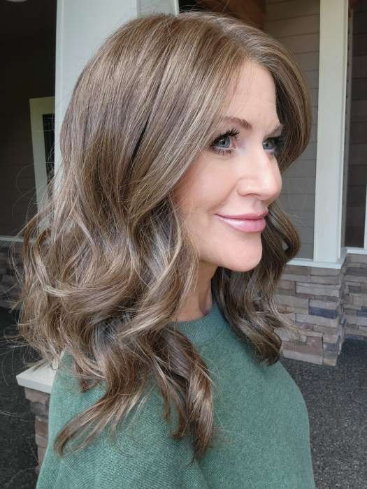Natalie Gray @vanish.into.thin.hair wearing LAGUNA BEACH by BELLETRESS in color COOLEST ASH BROWN | A combination of Light Ash Brown, Cool Medium Brown and a hint of Dark Blonde
