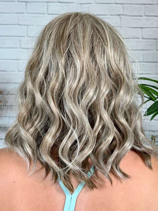 Steph B. @wigswithsteph wearng MAEVE by JON RENAU in color 101F48T MARTINI | Soft White Front, Light Brown with 75% Grey Blend with Soft White Tips