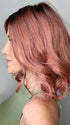 Kristyna @kristynamoore wearing PANACHE WAVEZ by RENE OF PARIS in color DUSTY-ROSE | Medium Coral Red Base with Dark Brown Roots