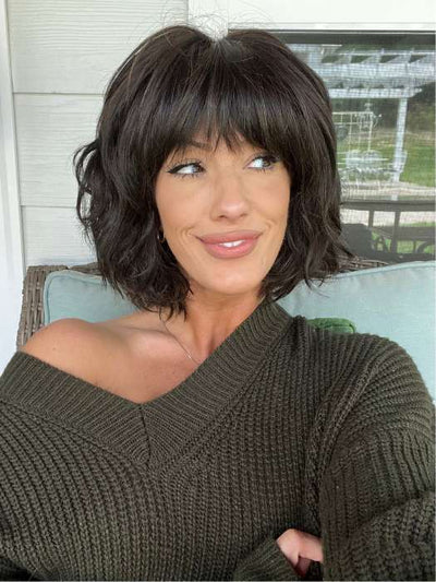 Jenna @jenna_fail wearing NEW WAVE by TRESSALLURE in color 4/6R | Dark Brown