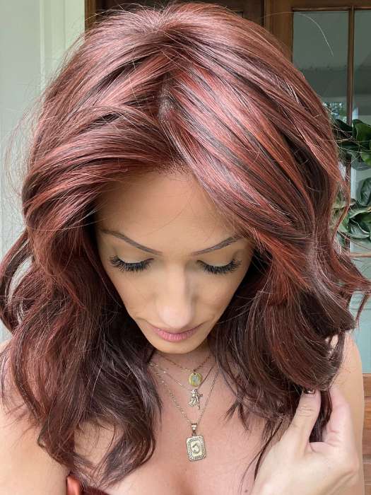 Jenna Fail @jenna_fail wearing BEACH WAVE MAGIC by TRESSALLURE in color 10/130R | Bright Red with Medium Brown roots