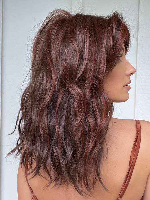 Jenna Fail @jenna_fail wearing BEACH WAVE MAGIC by TRESSALLURE in color 10/130R | Bright Red with Medium Brown roots
