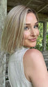 Heather @cjswigs wears LIA II by ELLEN WILLE in color SAHARA BEIGE ROOTED 26.20.25 | Light Golden Blonde, Light Strawberry Blonde, Lightest Golden Blonde Blend with Dark Shaded Roots