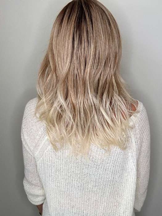 Kristyna @kristynamoore wearing LEONI by RENE OF PARIS in color MELTED MARSHMALLOW | Subtly Warm Dark Sandy Blonde Blend with Medium Brown Roots and Light Ash Blonde Tips and Highlights