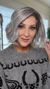 Eileen wearing ESPRIT SMALL SOFT by ELLEN WILLE in METALLIC GREY ROOTED 60.51 Pearl White, Darkest/Lightest Brown with Grey Blend with Shaded Roots