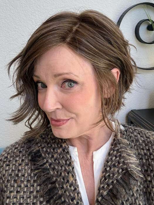 Mel B. @mels.be.ageless wearing LOS ANGELES by BELLETRESS in color COOLEST ASH BROWN | A combination of Light Ash Brown, Cool Medium Brown and a hint of Dark Blonde
