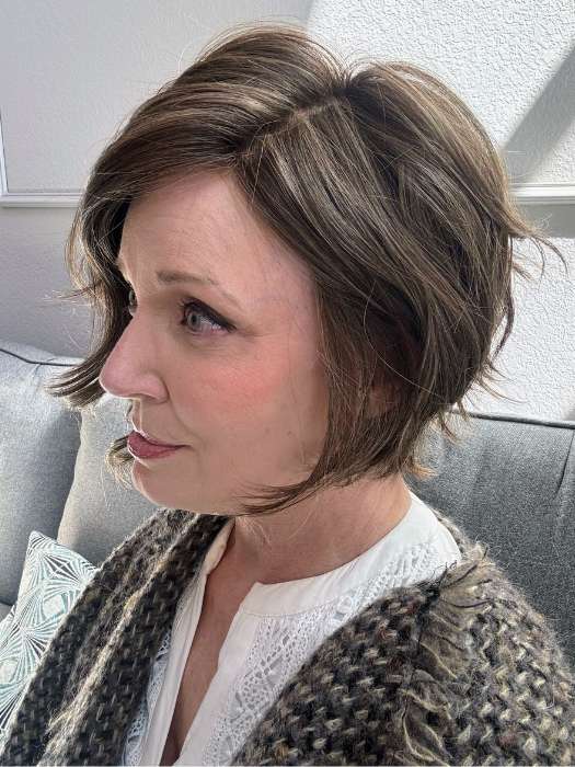 Mel B. @mels.be.ageless wearing LOS ANGELES by BELLETRESS in color COOLEST ASH BROWN | A combination of Light Ash Brown, Cool Medium Brown and a hint of Dark Blonde
