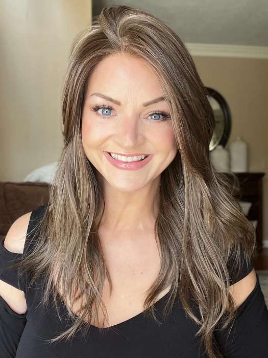 Sandy @i_be_wiggin wearing MILANO by BELLETRESS in color COOLEST ASH BROWN | A combination of Light Ash Brown, Cool Medium Brown and a hint of Dark Blonde | window lighting
