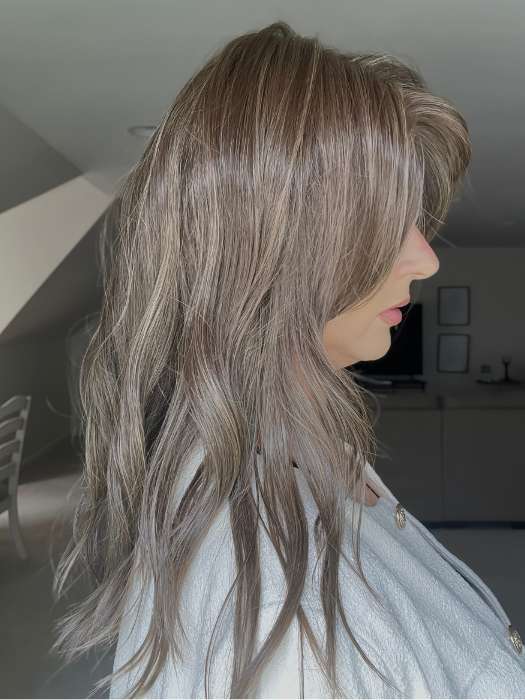 Sandy @i_be_wiggin wearing MILANO by BELLETRESS in color COOLEST ASH BROWN | A combination of Light Ash Brown, Cool Medium Brown and a hint of Dark Blonde
