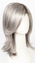 SILVER-STONE-R | Silver Medium Brown Blend That Transitions To More Silver Then Medium Brown Then To Silver Bangs with Black Roots