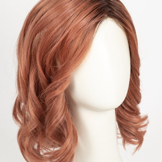 DUSTY-ROSE | Medium Coral Red Base with Dark Brown Roots