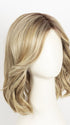 CREAMY-TOFFEE-R | Light Platinum Blonde and Light Honey Blonde evenly blended with Dark Roots