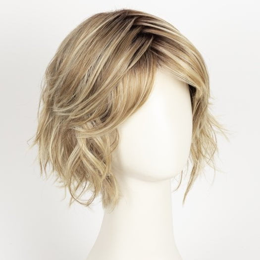 CREAMY-TOFFEE-R | Light Platinum Blonde and Light Honey Blonde evenly blended with Dark Roots