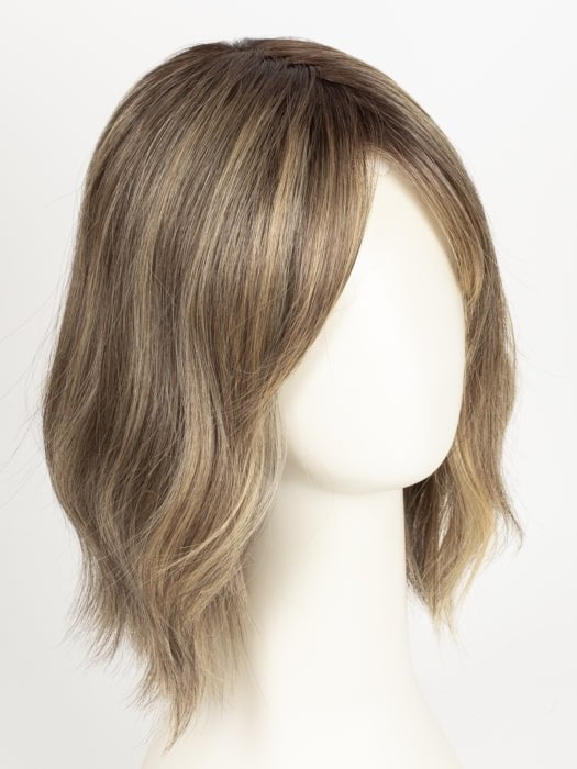 24BT18S8 SHADED MOCHA | Medium Natural Ash Blonde & Light Natural Gold Blonde Blend, Shaded with Medium Brown