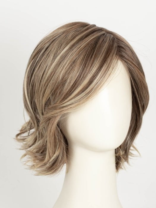 MACADAMIA LATTE R | A combination of Medium and Light Brown, highlighted with Light Gold Blonde, and a mixture of Ash Blonde and Light Gold Blonde, Rooted with Medium and Light Brown